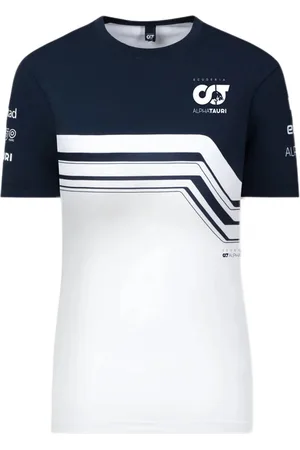 AlphaTauri Formel 1 F1 Damen Baumwoll-Shirt Rundhals-Shirt Freizeit-Shirt SAT22139 Weiß/Blau