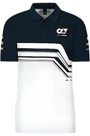 AlphaTauri Formel 1 F1 Damen Baumwoll-Shirt Polo-Shirt Freizeit-Shirt SAT22138 Weiß/Blau