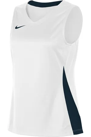 Nike Team Fitness Damen Tank-Top mit DryFit Sport-Shirt Trainings-Shirt NT0211-101 Weiß/Dunkelblau