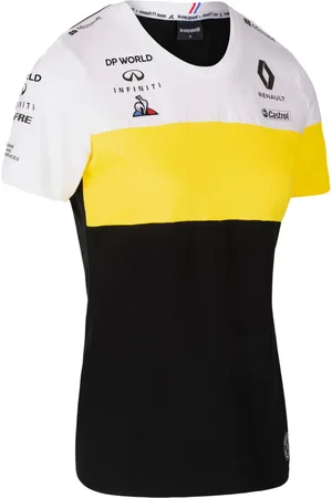 Le Coq Sportif Fomel 1 F1 Renault Damen T-Shirt Kurzarm-Shirt Baumwoll-Shirt 2010969 Schwarz/Weiß/Gelb