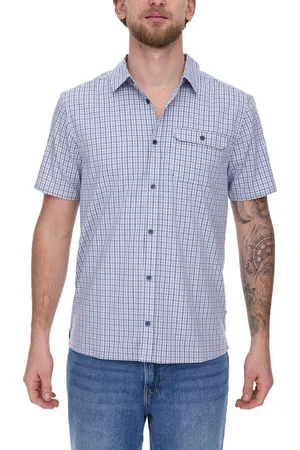 mc kinley Dillingham M Kurzarm-Hemd schlicht klassisches Wander-Hemd für Herren Karo-Hemd 4100318 100 Navy/Weiß