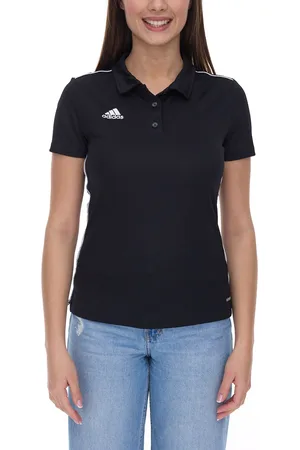 adidas Core 18 Damen Polo-Shirt Kurzarm-Shirt mit AEROREADY-Technologie Alltags-Shirt CE9039 Schwarz/Weiß