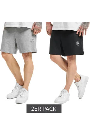 JACK & JONES 2er Pack Herren Baumwoll-Shorts Sommer-Shorts kurze Hose Sweat-Shorts 12191147 Schwarz/Grau