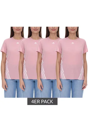 adidas 4er Sparpack Trainicons 3-Streifen Damen Sport-Shirt mit AeroReady nachhaltiges Trainings-T-Shirt HC2756 Rosa