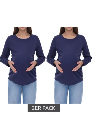 neun 9 monate 2er Sparpack Damen schlichtes Schwangerschafts-Shirt Umstands-Mode 58374154 Dunkelblau