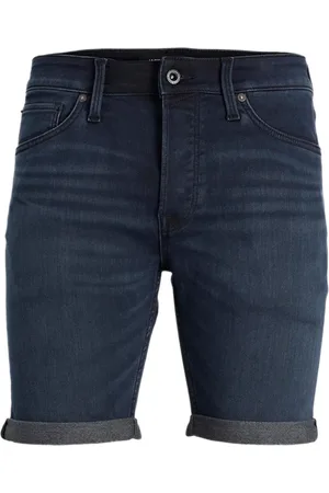 JACK & JONES Icon Herren Jeans-Shorts im 5-Pocket-Stil kurze Denim-Hose 12223678 Dunkelblau