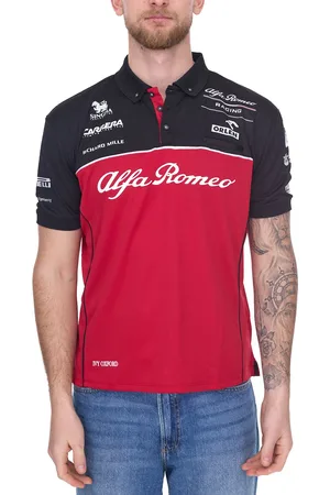 Alfa Romeo Herren Polo-Shirt Freizeit-Shirt Kurzarm-Shirt ARR_RTCPO20 Rot/Schwarz