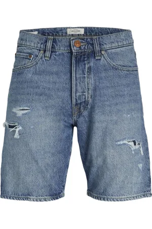 JACK & JONES Herren Jeans-Shorts im Used-Look kurze Denim-Hose 12229161 Blau