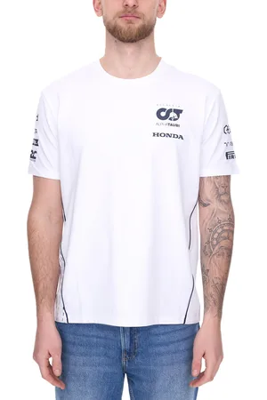 AlphaTauri Formel 1 F1 Herren Baumwoll-Shirt Rundhals-Shirt Freizeit-Shirt SAT23026 Weiß