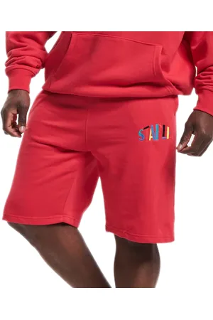 Staple Hillcrest Herren Sweat-Shorts mit Logo-Stitch auf der Front kurze Baumwoll-Hose 230B7205 Rot