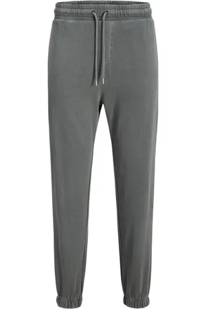 JACK & JONES Kane Wash Herren Jogging-Hose im Washed-Look Sweat-Hose aus Baumwolle 12206538 Dunkelgrau