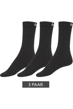 Hummel 3 Paar Basic Sport-Socken mit Marken-Schriftzug Baumwoll-Strümpfe Alltags-Socken 205603 2001 Schwarz