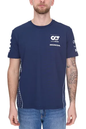 AlphaTauri Formel 1 F1 Herren Baumwoll-Shirt Rundhals-Shirt Freizeit-Shirt SAT23026 Dunkelblau