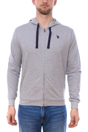 U.S. Polo Assn. Herren Sweat-Jacke mit Kapuze Baumwoll-Jacke Pullover 162 62510 52191 282 Grau