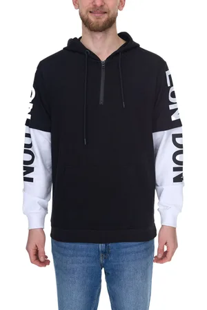 VSCT LonDon 2In1 Herren Hoodie im 2-in-1-Look Baumwoll Kapuzen-Pullover 5643325 Schwarz/Weiß