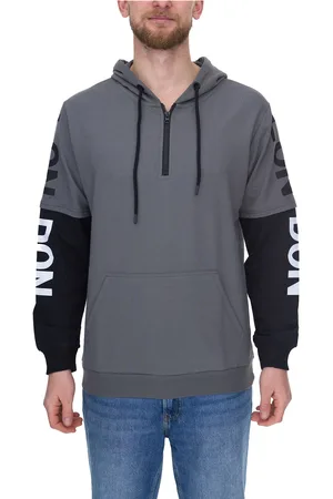 VSCT LonDon 2In1 Herren Hoodie im 2-in-1-Look Baumwoll Kapuzen-Pullover 5643324 Grau/Schwarz