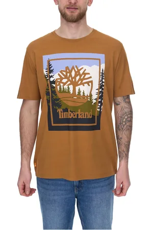 Timberland Outdoor Graphic Herren Freizeit-Shirt stylisches Sommer-Shirt mit Logo-Frontprint TB0A6F4K P47 Orange