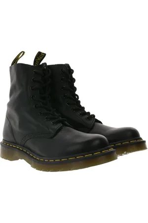 Dr. Martens 1460 Echtleder-Stiefel komfortable Schnür-Schuhe mit gelben Nähten 13512006 Schwarz
