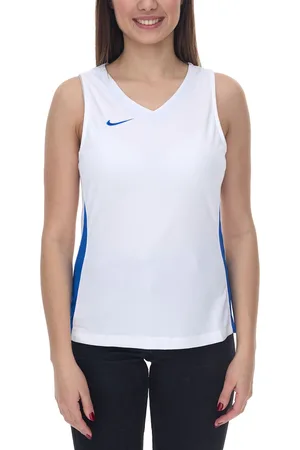 Nike Team Fitness Damen Tank-Top mit DryFit Sport-Shirt Trainings-Shirt NT0211-102 Weiß/Blau