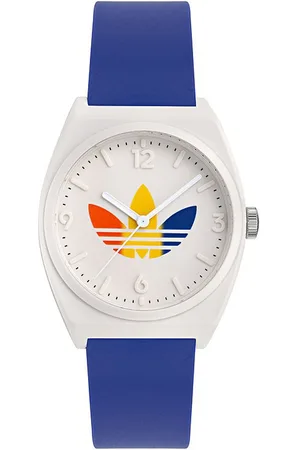 adidas Retro Wave Two Armband-Uhr mit Wasserdichtigkeit 5 ATM Quarz-Uhr AOST24070 Blau/Weiß
