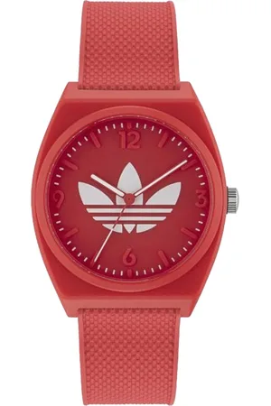adidas Project Two Armband-Uhr mit Wasserdichtigkeit 5 ATM sportliche Quarzuhr Uhr AOST23051 Rot/Weiß