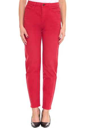 ESPRIT Damen Tapered-Jeans 5-Pocket Denim-Hose aus Bio-Baumwolle 010EE1B315 B02 610 Rot