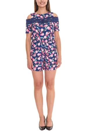 melrose Jumpsuit ansprechender Damen Overall im Blumen-Muster 25315223 Blau/Bunt