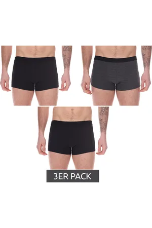 Uomo 3er Pack Herren Baumwoll-Boxershorts Retro-Boxershorts Oeko-Tex zertifiziert - Standard 100 Unterwäsche 8513628 Schwarz/Grau