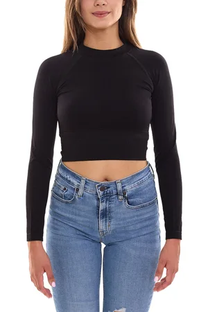 FAYN SPORTS Longsleeve Crop Top Damen Sport-Shirt nahtloses Yoga-Shirt 47005506 Schwarz