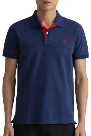 GANT Herren Polo-Shirt Regular Fit Polo-Hemd Baumwoll-Shirt 2052003 433 Navy/Rot