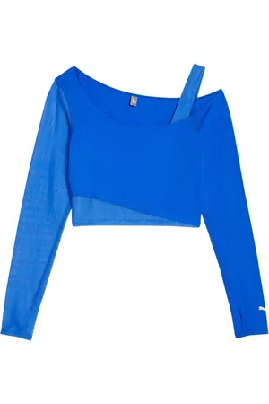 PUMA X Mercedes-Benz AMG Petronas F1 Damen Longsleeve Crop Top Sport-Shirt Sommer-Shirt 701225490 003 Blau