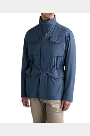 Paul & Shark Herren wasserabweisende Outdoor-Jacke Stehkragen mit ausrollbarer Kapuze Übergangs-Jacke 24412603 635 Blau