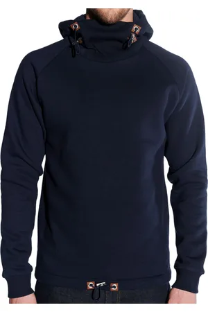Course Herren Kapuzen-Pullover schlichter Baumwoll-Pullover Sweat-Hoodie Langarm-Shirt 4334 Dunkelblau