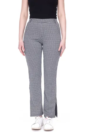 AJC Damen karierte Stoff-Hose modische Bootcut-Hose in Schlupf-Form 71797023 Schwarz/Weiß