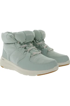 Skechers Damen Glacial Ultra Trend Up Ankle-Boots mit Ultra Go-Dämpfung Winter-Schuhe mit Air Cooled-Goga Mat 144194 Türkis/Blau