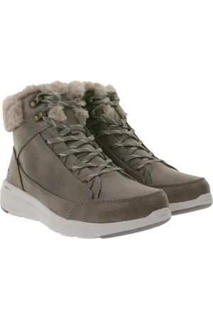 Skechers Damen Glacial Ultra Cozyly Ankle-Boots mit Ultra Go-Dämpfung Winter-Schuhe mit Air-Cooled Goga Mat-Innensohle 144178 Braun/Grau