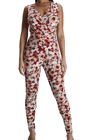 melrose Jumpsuit ansprechender Damen Overall im Blumen-Muster 35383509 Beige/Rot/Bunt