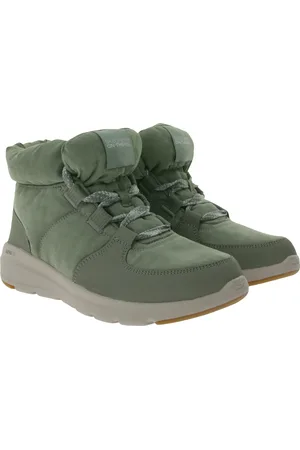 Skechers Damen Glacial Ultra Trend Up Ankle-Boots mit Ultra Go-Dämpfung Winter-Schuhe mit Air Cooled-Goga Mat 144194 Oliv-Grün