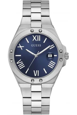 Guess Perspective Herren Armbanduhr mit Datumsanzeige Quarz-Uhr 41mm Edelstahl-Uhr GW0276G1 Silber
