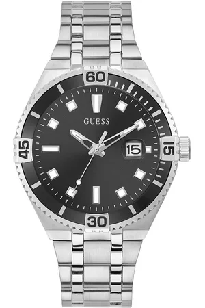 Guess Premier Herren Armbanduhr mit Datumsanzeige Quarz-Uhr 45mm GW0330G1 Silber