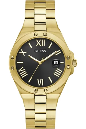Guess Herren Quarz-Uhr mit Wasserdichtigkeit 5 ATM Edelstahl-Uhr Armband-Uhr GW0276G2 Gold