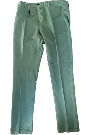 Paul & Shark Herren Stoff-Hose Regular Fit Business-Hose mit Leinen-Anteil Alltags-Hose 24414033 553 Olivgrün