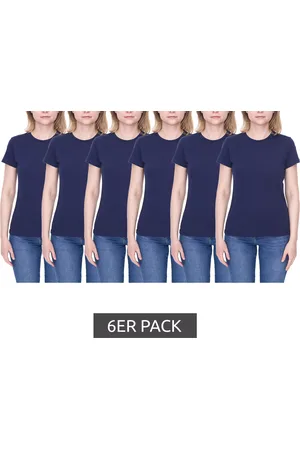 PUMA 6er Pack Damen Baumwoll-Shirt T-Shirts Rundhals-Shirt Basic-Shirt 780027 05 Navy