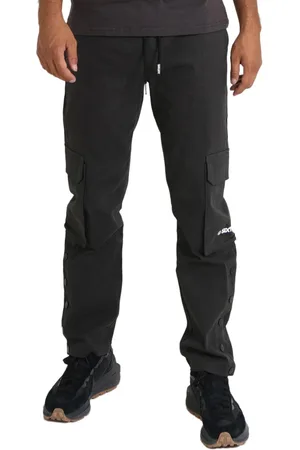 Sixth June Herren Cargo-Hose mit Knöchelknöpfen Baumwoll-Hose mit großen Beintaschen 23340-SBLA Schwarz