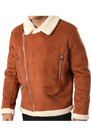 Sixth June Herren gefütterte Herbst-Jacke mit Kunstfellkragen Übergangs-Jacke M43039SOW Hellbraun/Beige