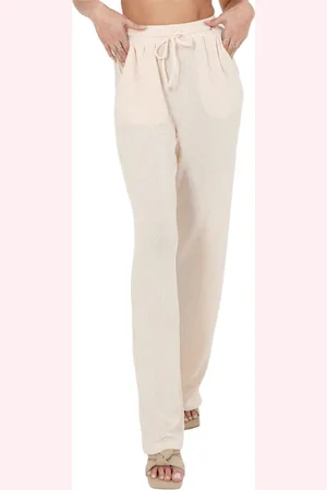 Sixth June Damen Jogger Homewear grobsichtige Chill-Hose Jogging-Hose W33823KPA Beige