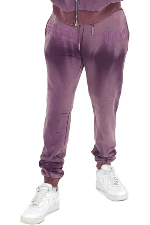Sixth June Herren Baumwoll-Jogger Freizeit-Hose Jogging-Hose Homewear 12114 Dunkellila