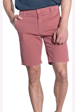 Steffen Klein Herren Chino-Shorts kurze Baumwoll-Hose mit Fischgrätenmuster 900398 Weinrot