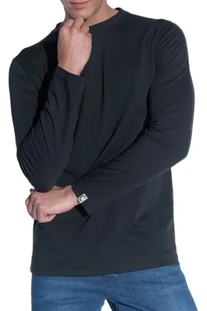 Course Herren Longssleeve Baumwoll-Pullover Langarm-Shirt Rundhals-Pullover 900819 Schwarz