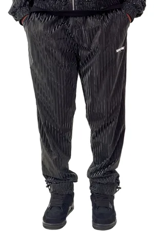 Sixth June Herren glänzende Jogging-Hose Freizeit-Jogger Homewear M12673VPA Schwarz